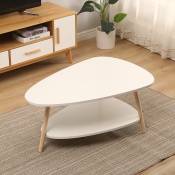 Table basse ovale 2 couches blanc style nordique pieds