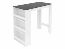 Table de bar avec étagère à 3 niveaux 117x106x57 cm blanc/anthracite en bois ml-design 490000147