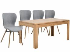 Table rectangulaire à rallonges l160 à 240 + 4 chaises tissu - boston