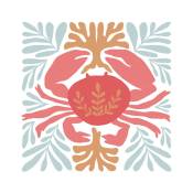 Tableau sur verre illustration crabe 45x45 cm