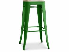 Tabouret de bar - design industriel - acier & bois - 76cm - stylix vert