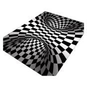 Tapis Visuel Noir et Blanc Chambre Tapis de Table Basse 3D Tapis de Sol Illusion StéRéO GéOméTrique d