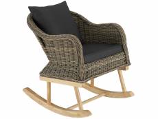 Tectake fauteuil à bascule en rotin rovigo 150 kg - marron naturel 404799
