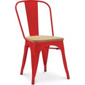 Tolix Style - Chaise de salle à manger - Design industriel - Acier et bois - Nouvelle édition - Stylix Rouge - Bois, Acier - Rouge