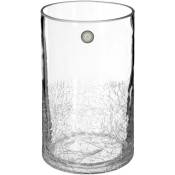 Vase cylindre - verre craquelé - H20 cm Atmosphera