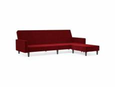 Vidaxl canapé-lit à 2 places avec repose-pied rouge bordeaux velours