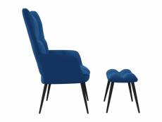 Vidaxl chaise de relaxation avec repose-pied bleu velours