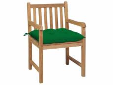 Vidaxl chaises de jardin 2 pcs avec coussins vert bois de teck massif