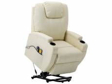 Vidaxl fauteuil de massage blanc crème similicuir