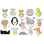 Affiche deco enfant cute animals - 60x40cm - made in France - Multicouleur