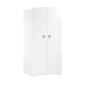 Armoire chambre bebe 2 portes - Boutons etoile gris - New Basic - Gris - Baby Price