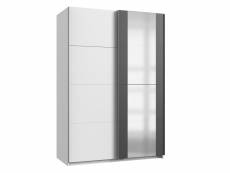 Armoire placard meuble de rangement coloris blanc/graphite - longueur 135 x hauteur 200 x profondeur 64 cm