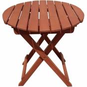 Balcon table de jardin ronde pliable bistro terrasse mobilier d'extérieur bois d'eucalyptus huilé marron Harms 958196