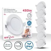 B.k.licht - lot de 6 spots dimmables spéciales salle de bain IP44, protégés contre les projections d'eau, ultra plat, Ø115mm, modules led 6W, lumière