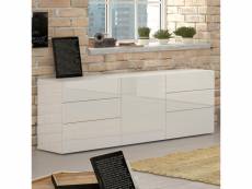 Buffet salon cuisine avec porte et 6 tiroirs blanc brillant metis side AHD Amazing Home Design