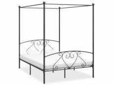 Cadre de lit à baldaquin gris métal 140 x 200 cm
