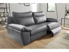 Canapé 2 places avec 2 relax en 100% tout cuir épais luxe italien avec 2 relax électriques, gris, perini