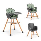 Chaise haute 4en1 convertible chaise d'apprentissage, en bois, verte