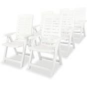 Chaises inclinables de jardin 6 pcs Plastique Blanc