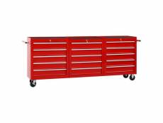 Chariot à outils avec 15 tiroirs boîte à outils armoire à outils chariot de garage rangement d'outils servante d’atelier acier rouge helloshop26 02_00