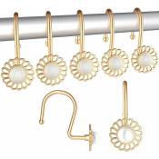Crochets de rideau de douche, ensemble de 12 anneaux de rideau de douche décoratifs en métal robuste crochets de rideau antirouille vintage pour