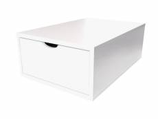 Cube de rangement bois 75x50 cm + tiroir blanc CUBE75T-LB