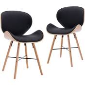 Décoshop26 - Lot de 2 chaises de salle à manger cuisine design moderne synthétique noir et bois courbé