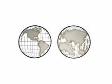 Deux cercles mappemonde en métal décoration murale - world 80582102