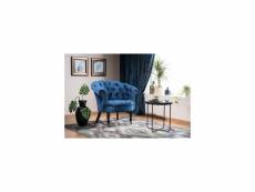 Fauteuil en velours - royal - l 87 x p 78 x h 83 cm - bleu