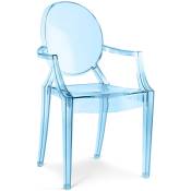 Ghost Style - Chaise de salle à manger transparente - Design avec accoudoirs - Louis xiv Bleu transparent - pc, Plastique - Bleu transparent