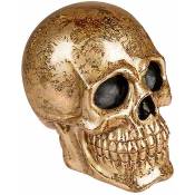 Goth,skull And Steampunk - Tirelire en résine Crâne modèle or