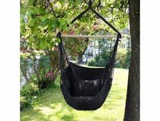 Hamac chaise anthracite balançoire suspendue siège jardin camping 2 oreillers 299090992