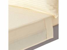 Homescapes drap plat rayé satin de coton égyptien 330 fils coloris jaune pastel 240 x 300 cm BL1208F
