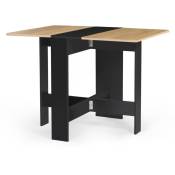 Idmarket - Table console pliable edi 2-4 personnes bois noir plateau façon hêtre 103 x 76 cm - Noir