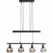 Lampe à suspension Lampe à suspension Lampe à suspension Lampe de table à manger réglable en hauteur avec abat-jour en verre, métal, bronze, LED 4x
