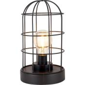 Lampe de table décorative avec cage métallique Ampoule led, 25cm de haut, noir