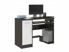 London - bureau moderne informatique d'ordinateur 90x50x73 - support clavier niche ordinateur pc tiroir - mobilier travail/office - wenge/blanc