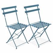 Lot de 2 chaises pliantes en acier bleu pacific - Bleu Pacific