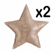 Lot de 2 coussins Star coloris doré en Polyester - Dim : 40 x 40 cm - PEGANE -