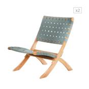 Lot de 2 fauteuils bois d'acacia blanchi 100% FSC et