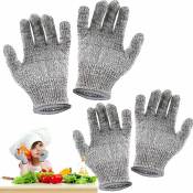 Lot de 2 paires de gants anti-coupures pour enfants - Protection de niveau 5 - Qualité de contact alimentaire (xxs et xs)