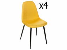 Lot de 4 chaises en jaune et pieds métal noir - l45 cm -pegane-