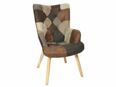 Melo - fauteuil patchwork motifs nuances de marron