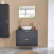 Meuble de salle de bain en acacia massif 80 cm - Noir