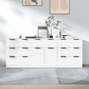 Nova - Définissez 3 meubles Simple et élégant buffet équipé de tiroirs et de différentes portes de couleurs Couleur : Blanc brillant