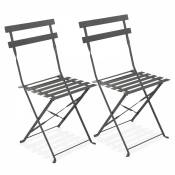 Oviala - Lot de 2 chaises pliantes en acier grises - Gris Anthracite