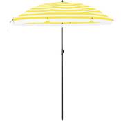 Parasol, 160 cm de diamètre, rond / octogonal en polyester, inclinable, avec sac de transport, rayures blanches et jaunes