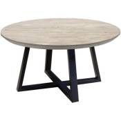 Pegane - Table basse ronde en acacia massif gris - L.90 x H.45 x P.90 cm