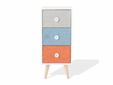 Rebecca mobili commode en bois à 3 tiroirs pour chambres d'enfants tissu moderne et coloré RE6669