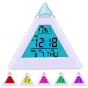 Réveil numérique à changement de couleur pyramide à 7 del